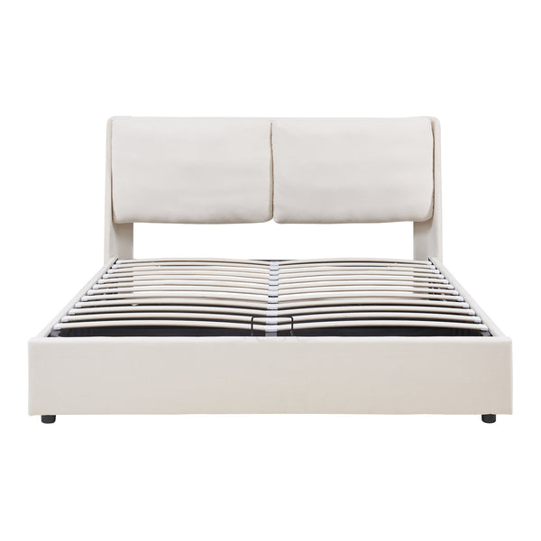 Cama tapizada Lunner con colchón [en.casa]