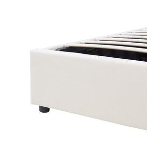 Cama tapizada Lunner con colchón [en.casa]
