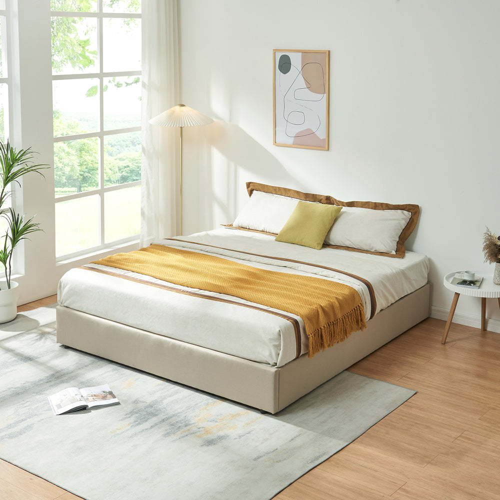 Cama tapizada Nola con colchón [en.casa]