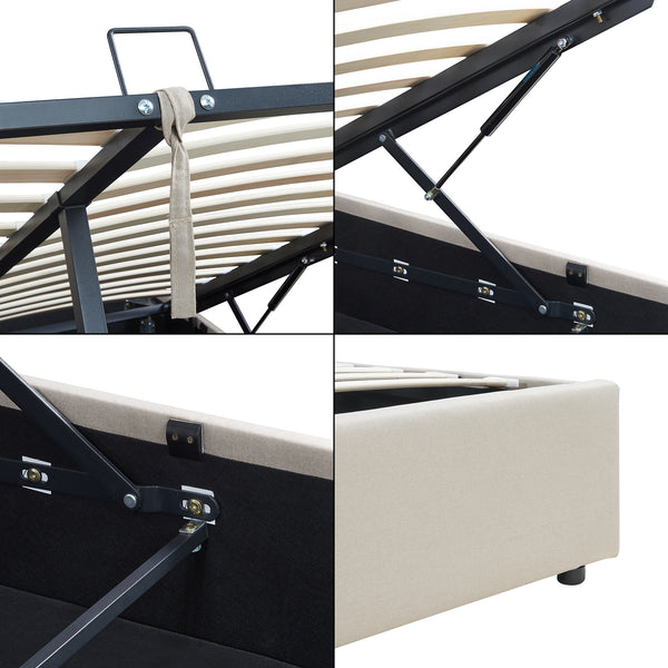 Cama tapizada Nola con colchón [en.casa]