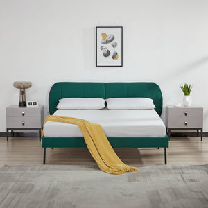 Cama tapizada Porvoo con colchón [en.casa]