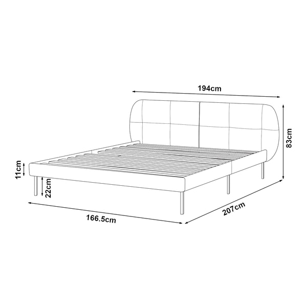 Cama tapizada Porvoo con colchón [en.casa]