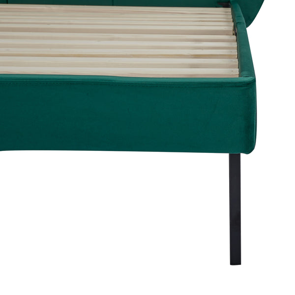 Cama tapizada Porvoo con colchón [en.casa]