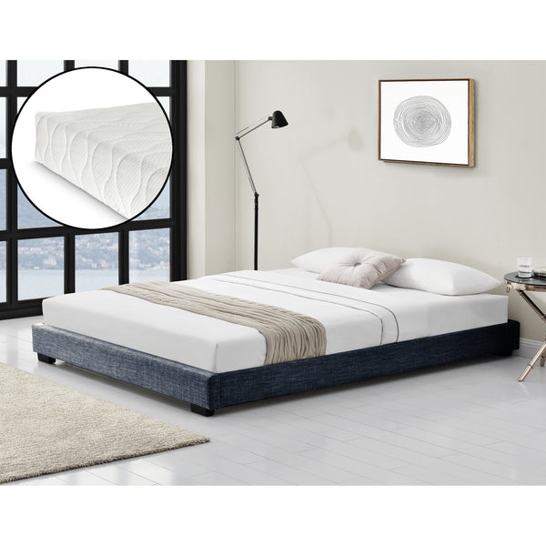 Cama tapizada Solingen de cuero sintético con colchón de espuma fría 90x200 cm Corium
