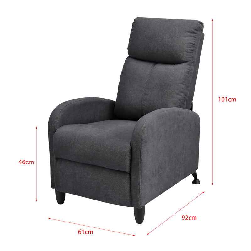 Esquema acotado Sillón tapizado Bregenz 102x60x92 cm en varios colores en.casa