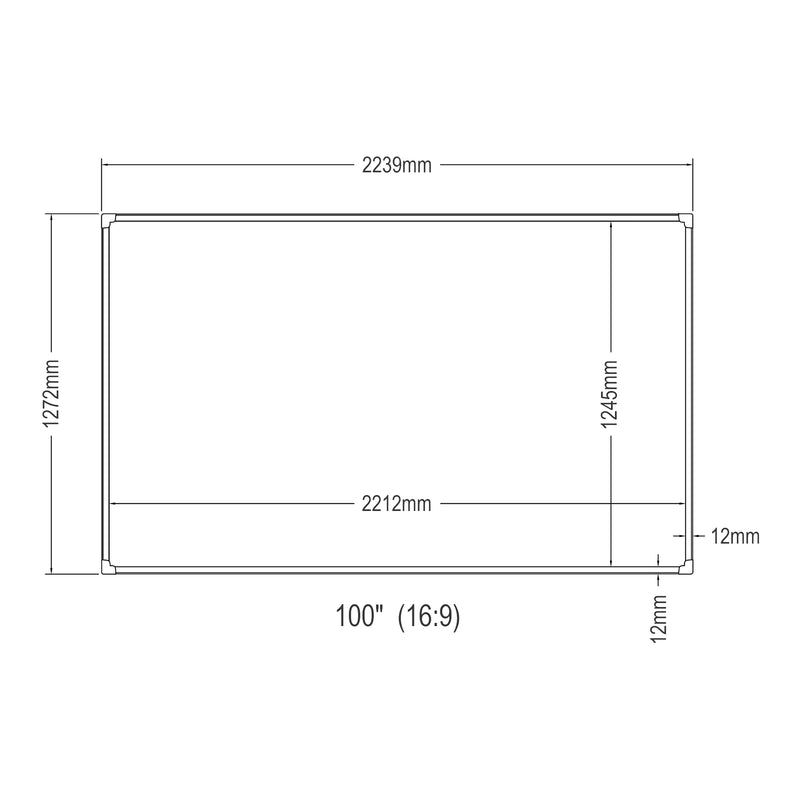 Esquema acotado Pantalla de proyección Väkhoga 16:9 para colgar en la pared [en.casa]