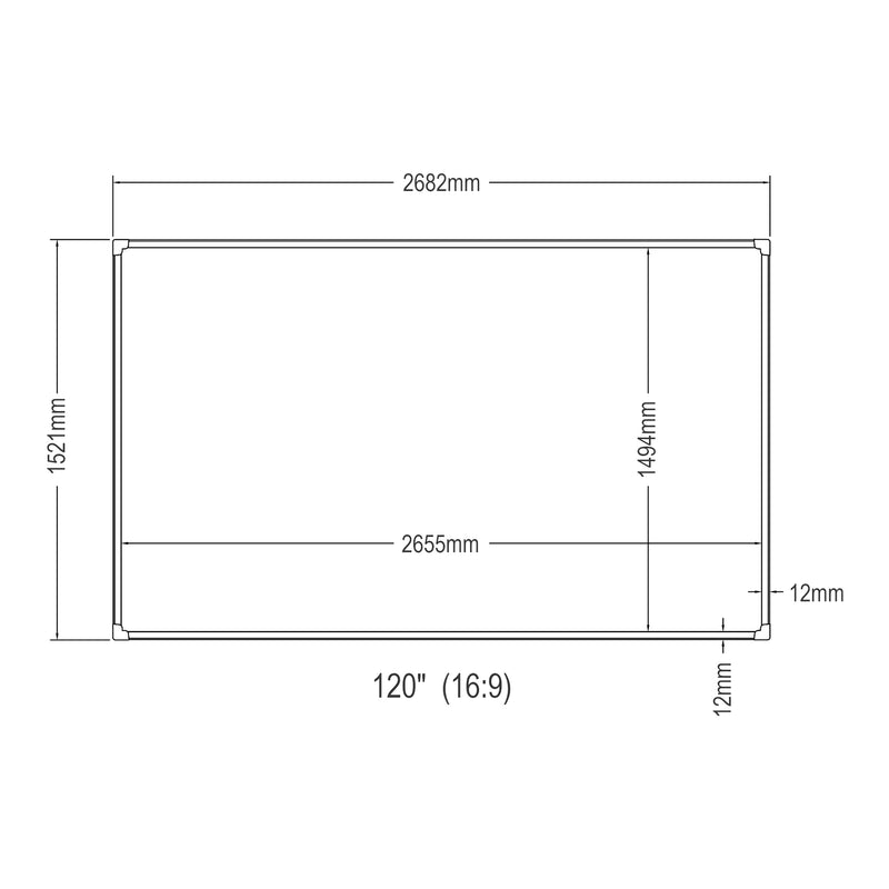 Esquema acotado Pantalla de proyección Väkhoga 16:9 para colgar en la pared [en.casa]