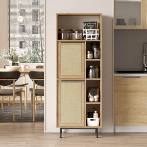 Armario de cocina Kvænangen aspecto roble/aspecto ratán [en.casa]