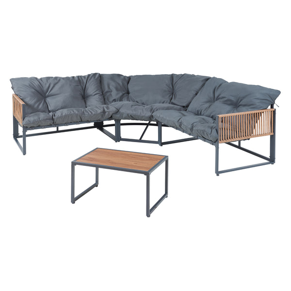 Conjunto de muebles de jardín Karg mesa y sofá modular [casa.pro]