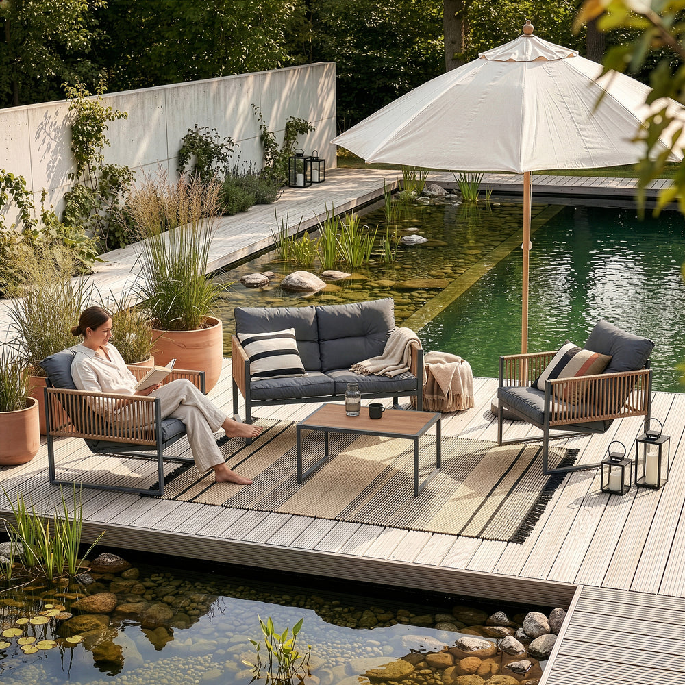 Conjunto de muebles de jardín Karg mesa + sofá + 2 sillones [casa.pro]