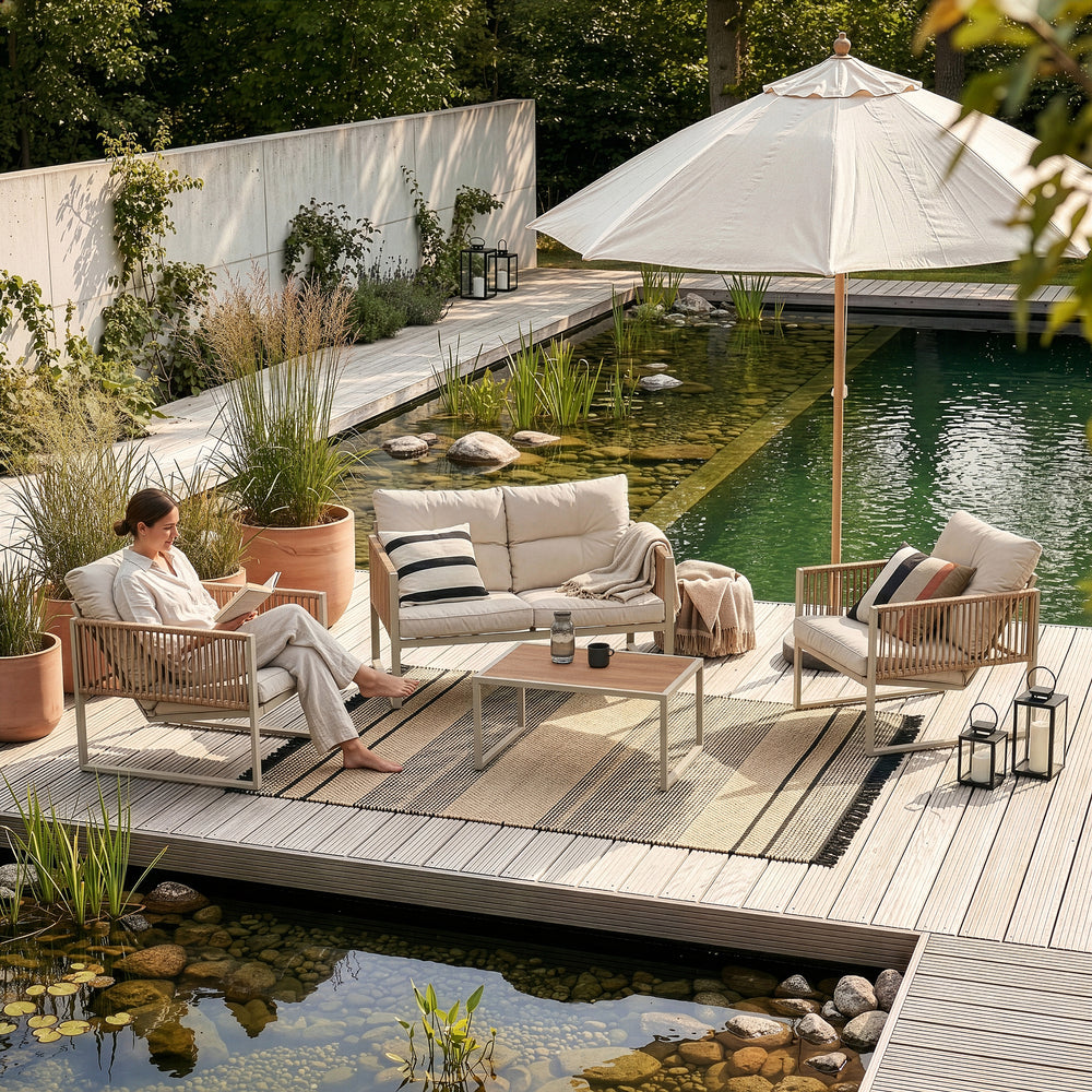 Conjunto de muebles de jardín Karg mesa + sofá + 2 sillones [casa.pro]