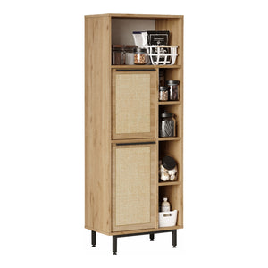 Armario de cocina Kvænangen aspecto roble/aspecto ratán [en.casa]