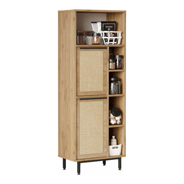 Armario de cocina Kvænangen aspecto roble/aspecto ratán [en.casa]