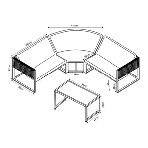 Conjunto de muebles de jardín Karg mesa y sofá modular [casa.pro]