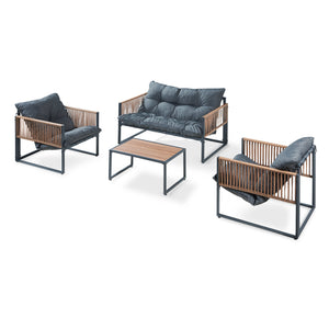Conjunto de muebles de jardín Karg mesa + sofá + 2 sillones [casa.pro]
