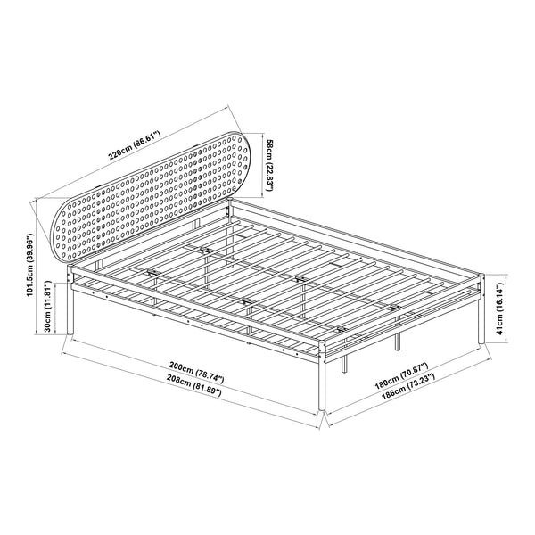 Cama de metal Linköping con cabecero ovalado [en.casa]