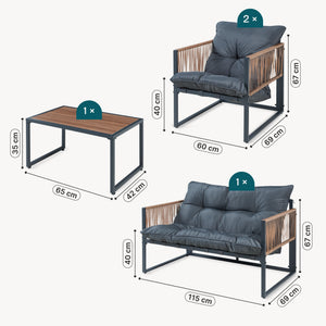 Conjunto de muebles de jardín Karg mesa + sofá + 2 sillones [casa.pro]