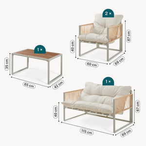 Conjunto de muebles de jardín Karg mesa + sofá + 2 sillones [casa.pro]