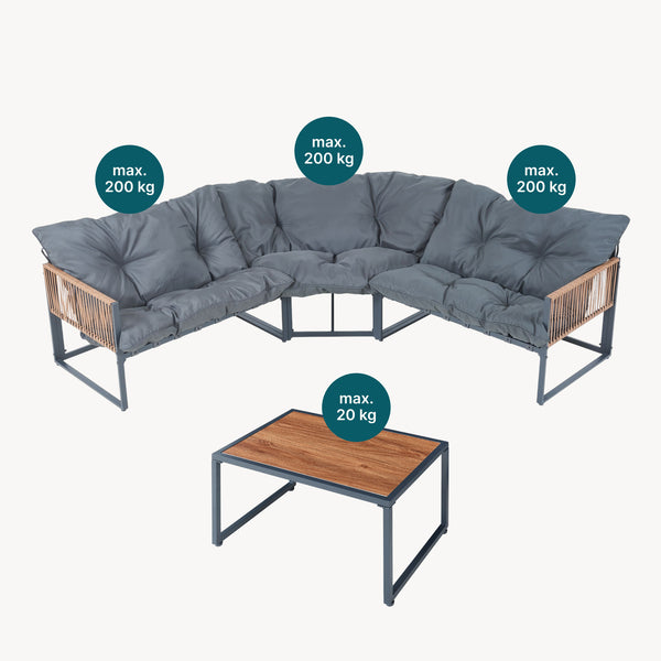 Conjunto de muebles de jardín Karg mesa y sofá modular [casa.pro]