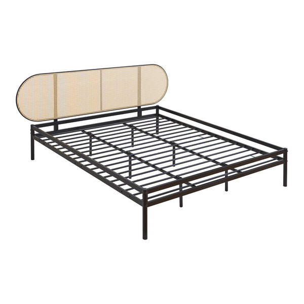Cama de metal Linköping con cabecero ovalado y colchón [en.casa]
