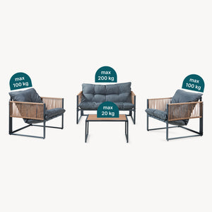 Conjunto de muebles de jardín Karg mesa + sofá + 2 sillones [casa.pro]