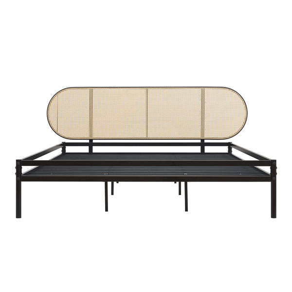 Cama de metal Linköping con cabecero ovalado [en.casa]