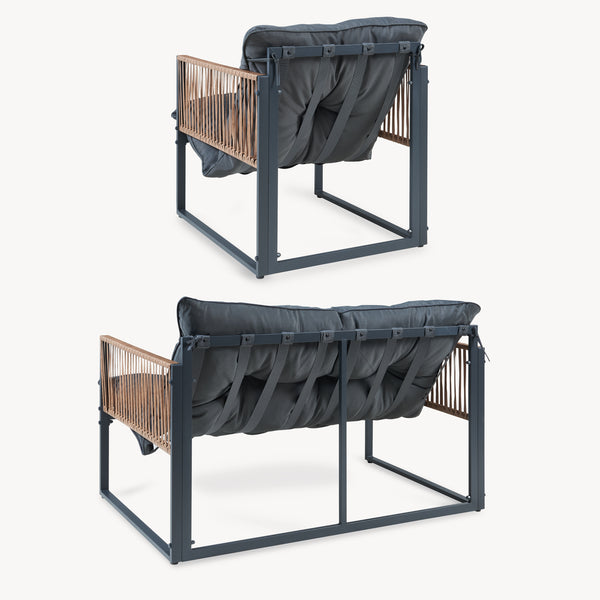 Conjunto de muebles de jardín Karg mesa + sofá + 2 sillones [casa.pro]