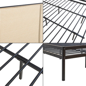 Cama de metal Linköping con cabecero ovalado [en.casa]