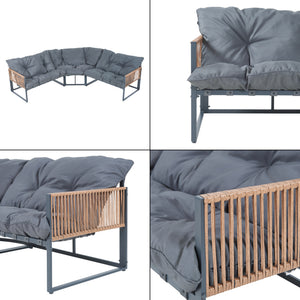 Conjunto de muebles de jardín Karg mesa y sofá modular [casa.pro]