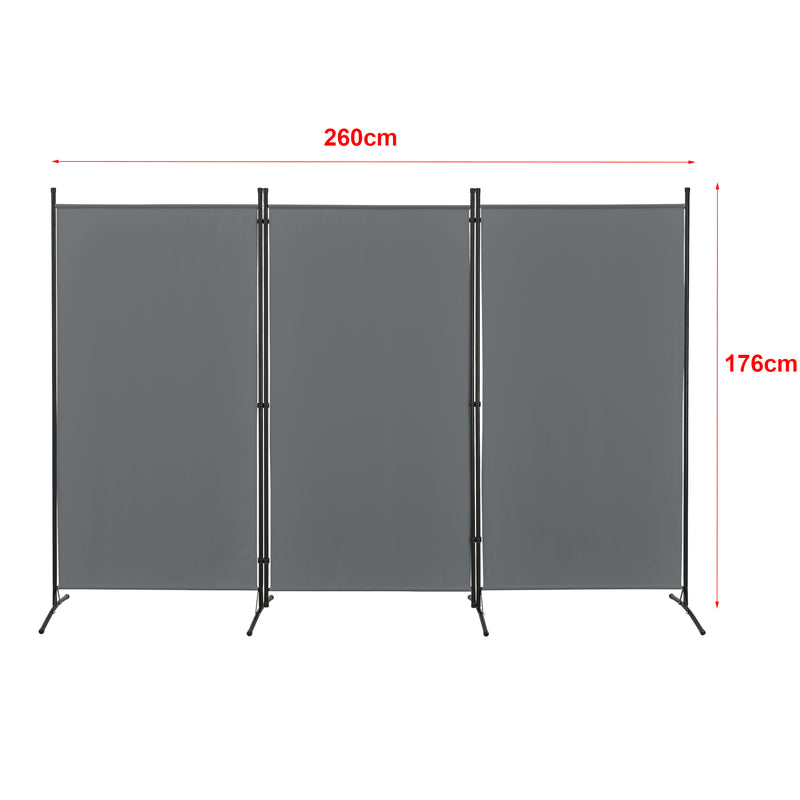 Esquema acotado Separador de ambientes Teruel de 3 piezas 260x176 cm varios colores en.casa