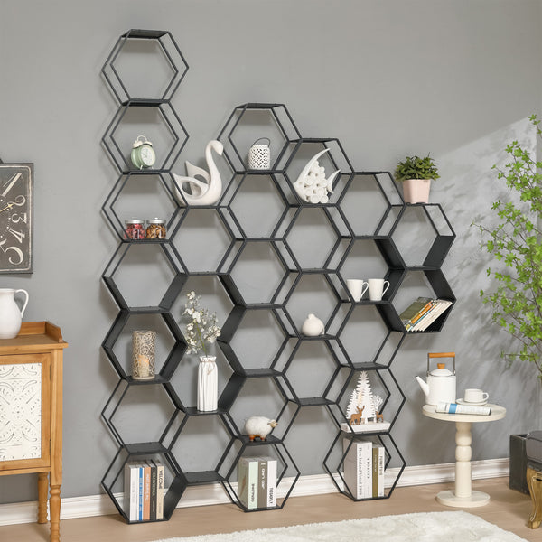 Conjunto de estanterías Tand acero negro [en.casa]