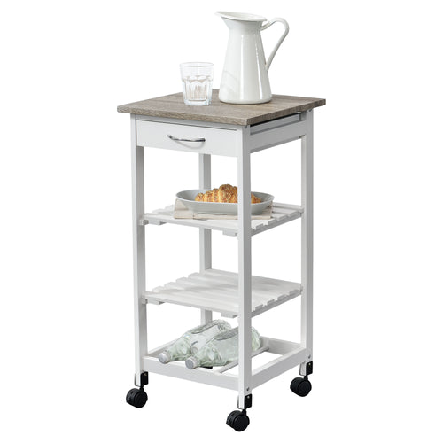 Carro de Servicio Biel 3 Estantes Cajón 76x37x37cm - [en.casa]
