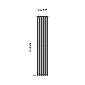 Radiador de tubo de diseño Nore Negro 180x36cm Monocapa 707W [neu.haus]