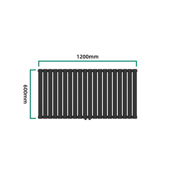 Radiador de tubo de diseño Nore Negro 60x120cm de una capa 857W [neu.haus]