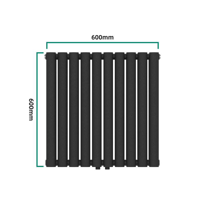 Esquema acotado Radiador de tubo de diseño Nore Negro 60x60cm Doble capa 800W [neu.haus]