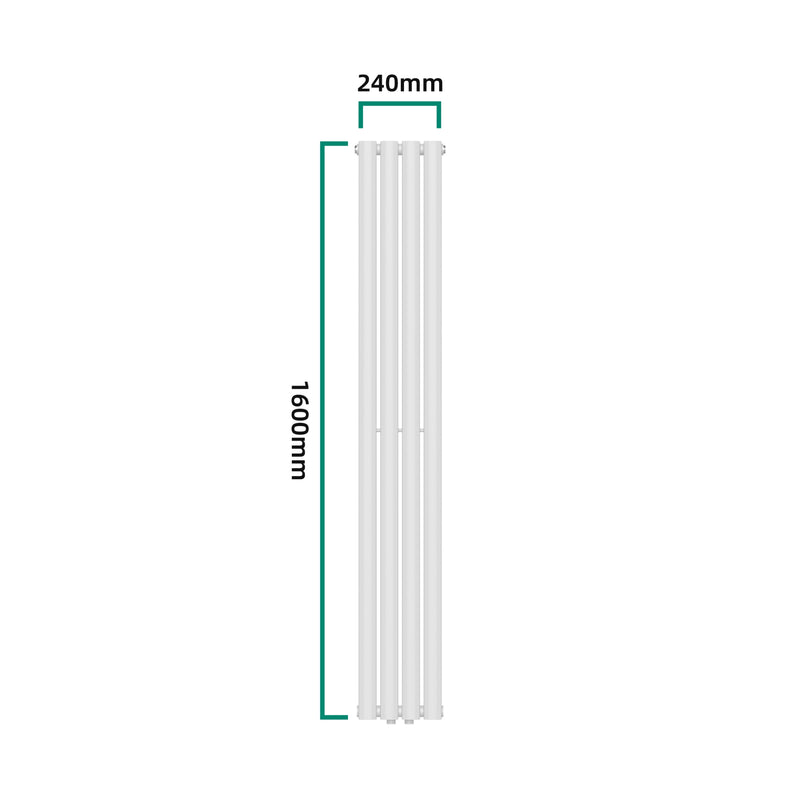 Esquema acotado Radiador de tubo de diseño Nore Blanco 160x24cm Doble capa 812W [neu.haus]