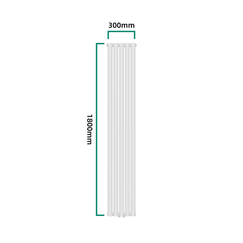 Esquema acotado Radiador de tubo de diseño Nore Blanco 180x30cm Doble capa 1122W [neu.haus]