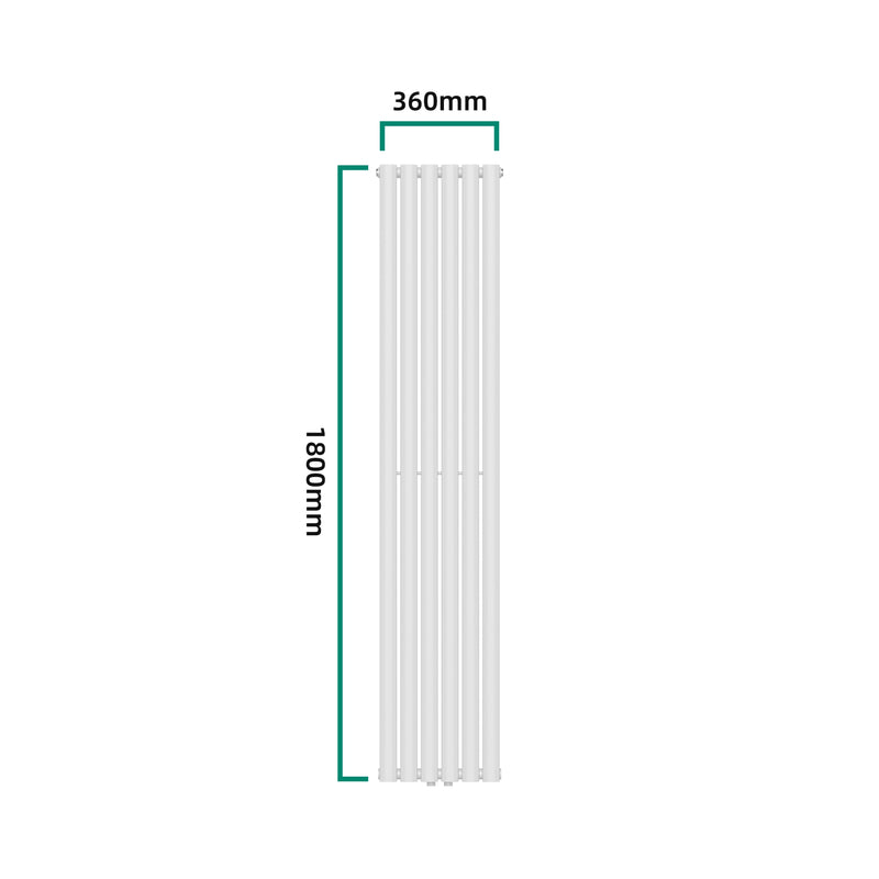 Esquema acotado Radiador de tubo de diseño Nore Blanco 180x36cm de una capa 707W [neu.haus]