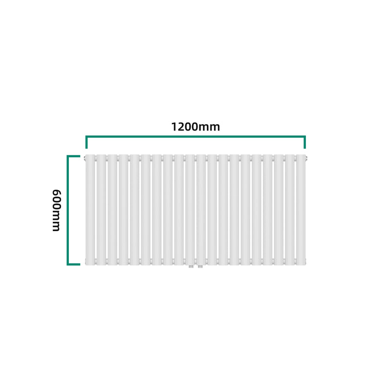 Esquema acotado Radiador de tubo de diseño Nore Blanco 60x120cm de una capa 857W [neu.haus]
