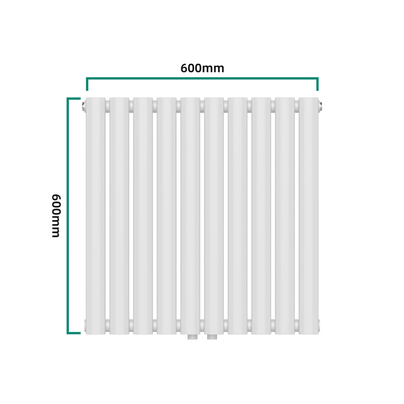 Esquema acotado Radiador de tubo de diseño Nore Blanco 60x60cm de una capa 449W [neu.haus]