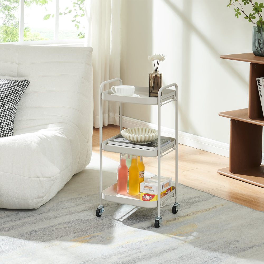 Carro de servicio Kelevn 3 niveles acero 67x33x31cm - Gris [en.casa]
