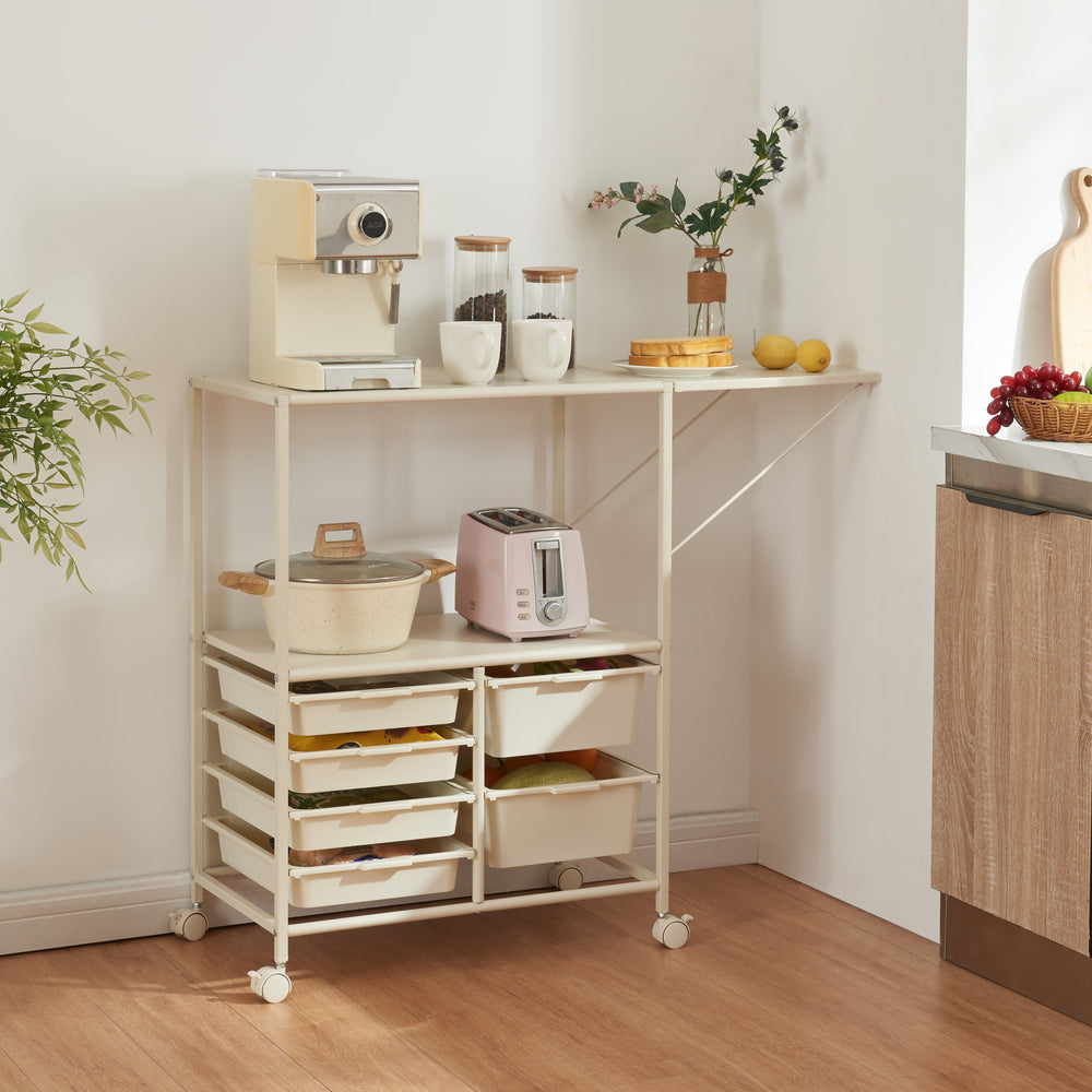 Carro rodante Sørfold con cajas 100x37x85cm Blanco [en.casa]
