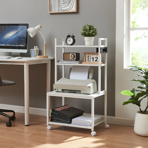 Mesa para impresora con ruedas Svanaldsvipp 100x55x38 cm blanco [en.casa] - premiumXL