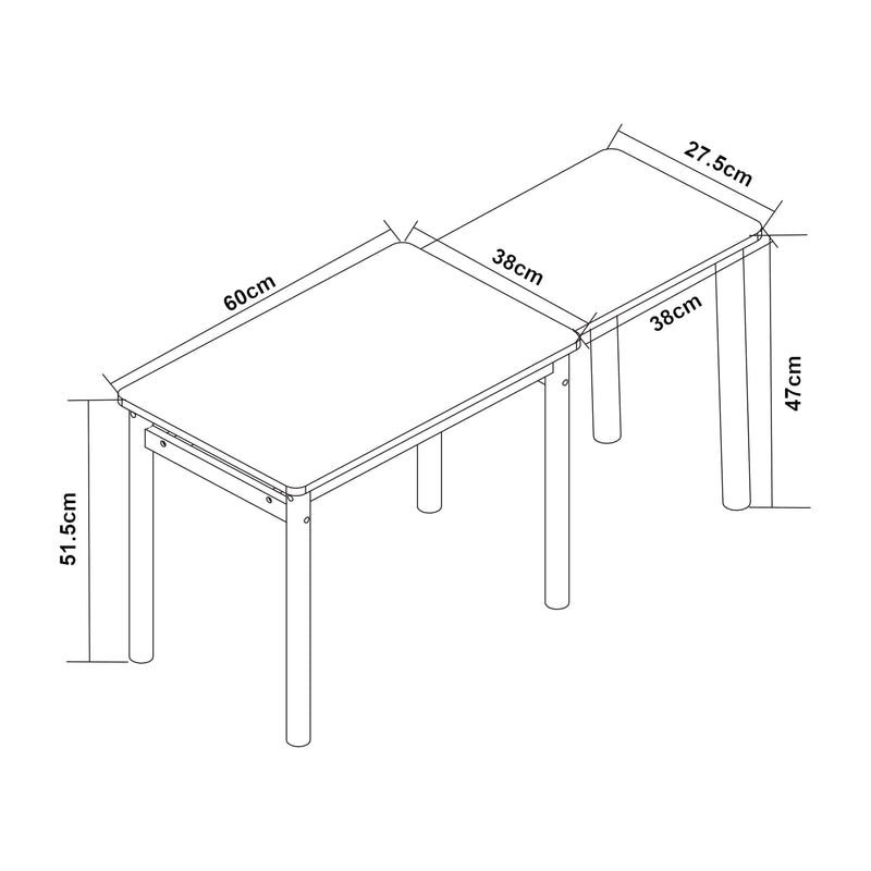Esquema acotado Mesa infantil Skellefteå 60x38x52 cm [en.casa]