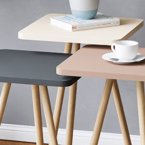 Mesa auxiliar Hobro en juego de 3 piezas Cuadrada 49x34x34 cm [en.casa]