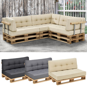 Cojín para respaldo Cojín de esquina Cojín para asiento para sofá de palets euro Cojines para palets Almohadilla para interior/exterior Almohadón Muebles + palet [en.casa]