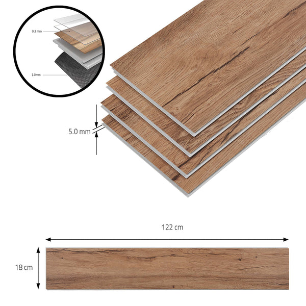SPC Suelo clic Okapirg listones decorativos 122 x 18 cm [NUEVO.MADERA]
