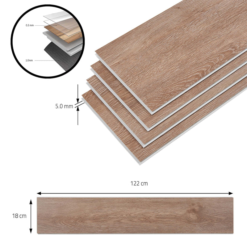 Esquema acotado SPC Suelo clic Okapirg listones decorativos 122 x 18 cm [NUEVO.MADERA]