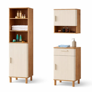 Conjunto de muebles de baño Ferrersp en aspecto roble/color arena [en.casa]
