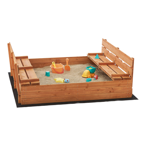 Arenero Campillos con asiento 23,5x118x114 cm Madera Natural [en.casa]
